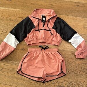 Fashion Nova Salmon Athletic Set with Black Accents